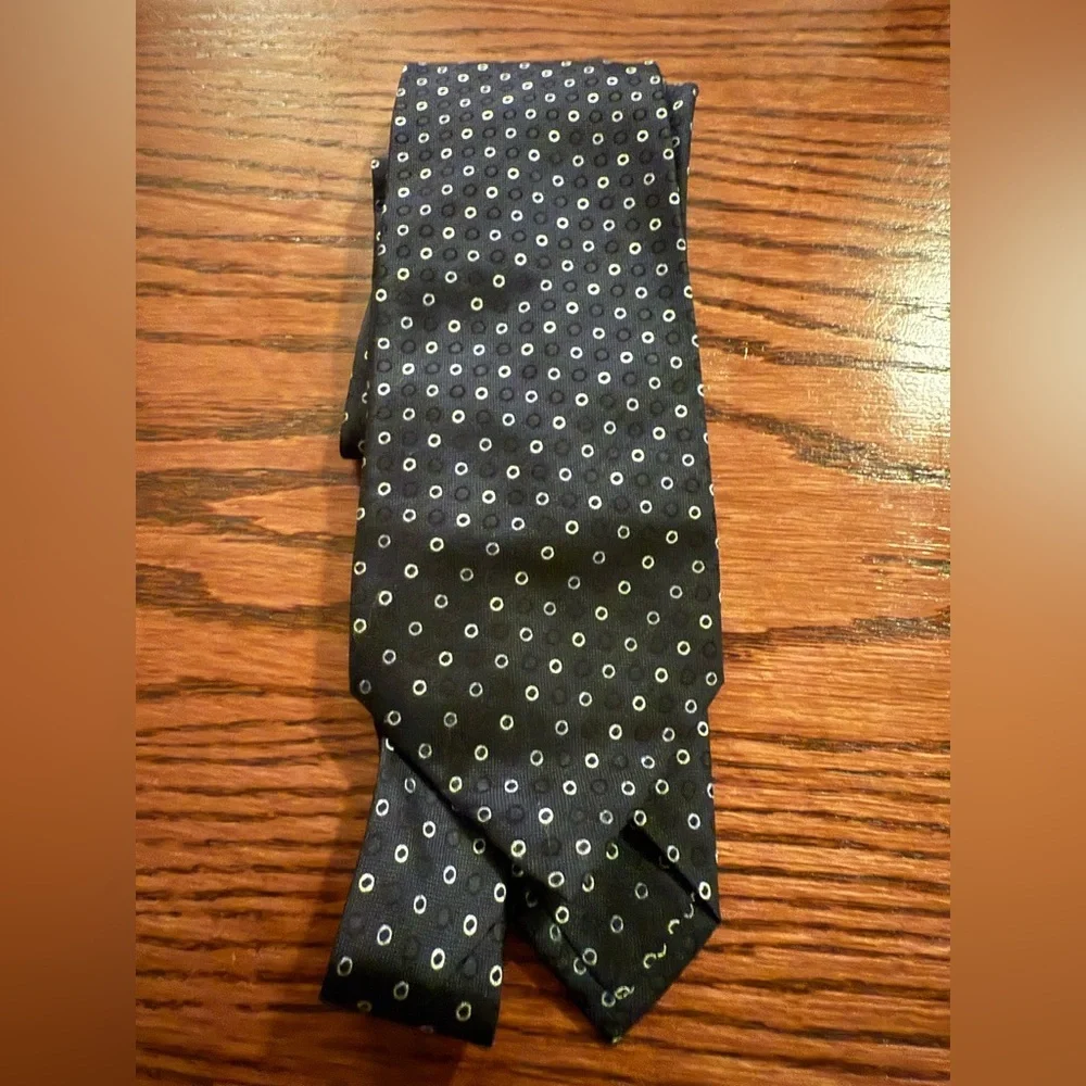 John Varvatos 100% Silk Polka Dot Black Tie